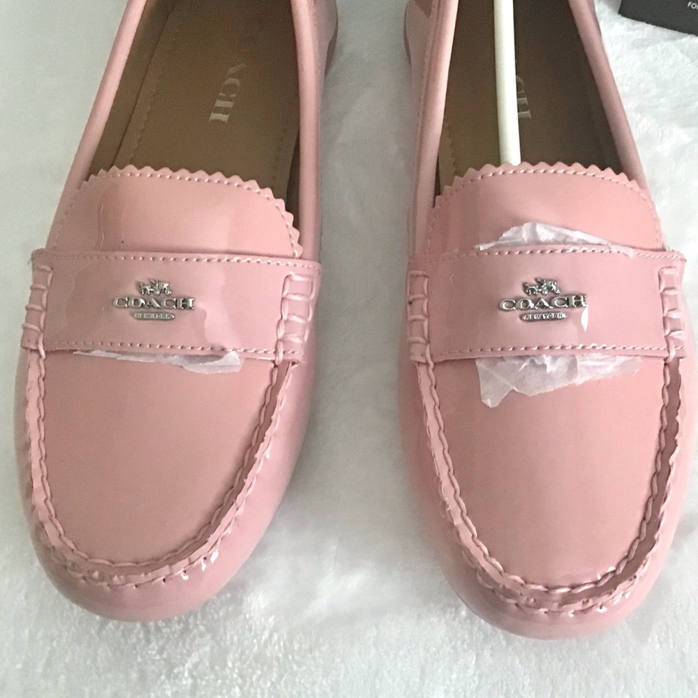 RARE COACH Pink Patent Leather Loafers Shoes New In Box - Picture 9 of 11